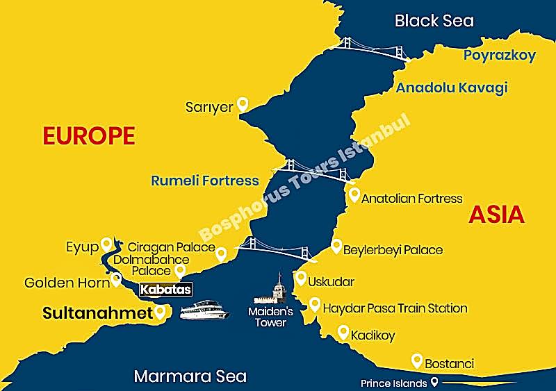 Bosphorus Tours Map